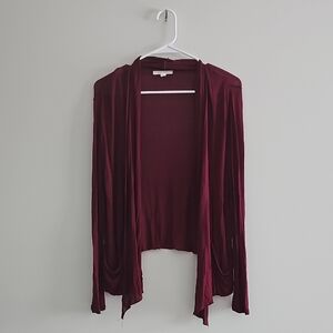 Burgundy Open Front Cardigan